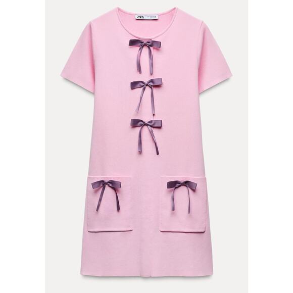 Zara Dresses & Skirts - Nwt- Zara KNIT DRESS WITH BOWS-a small